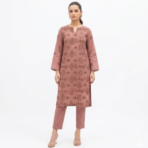 Roma Collection 2026 - 2PC Embroidered Luxury Lawn Suit - Mauve Rose