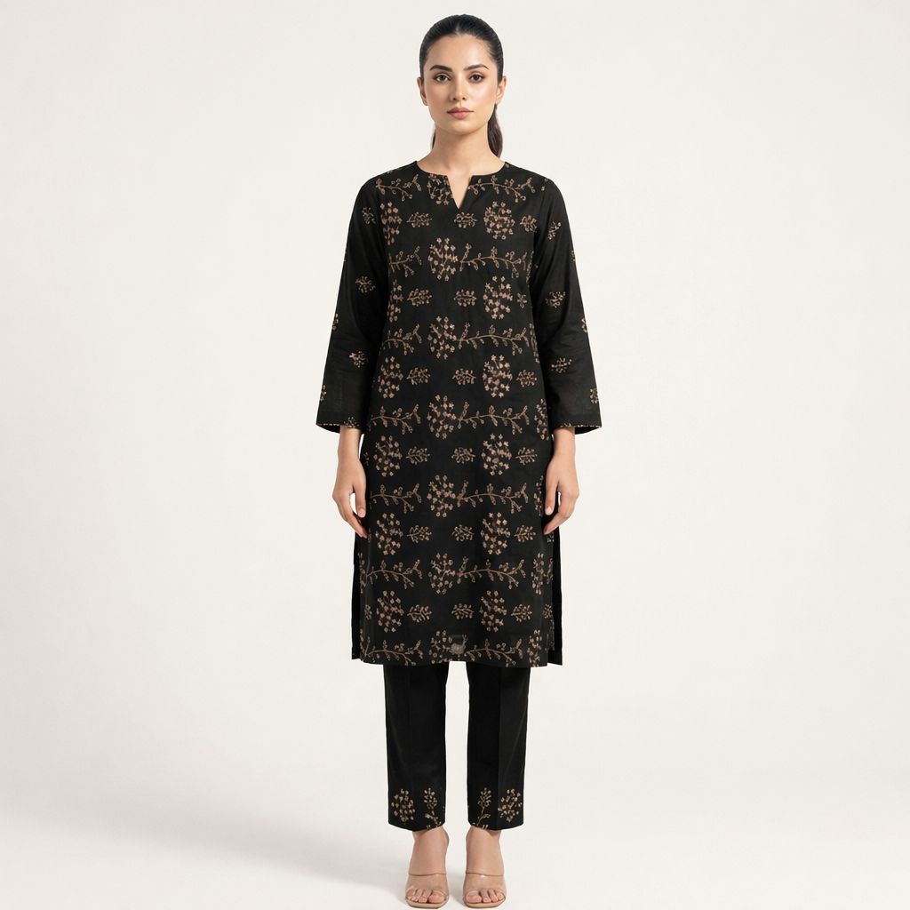 ROMA Lawn Collection 2026: 2PC Embroidered Black Suit - Volume 04