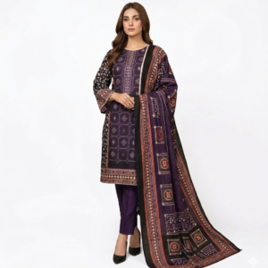 Noor e Azal - Haya Luxe Unstitched 3-Piece Lawn Suit with Digital Print Dupatta - Deep Purple